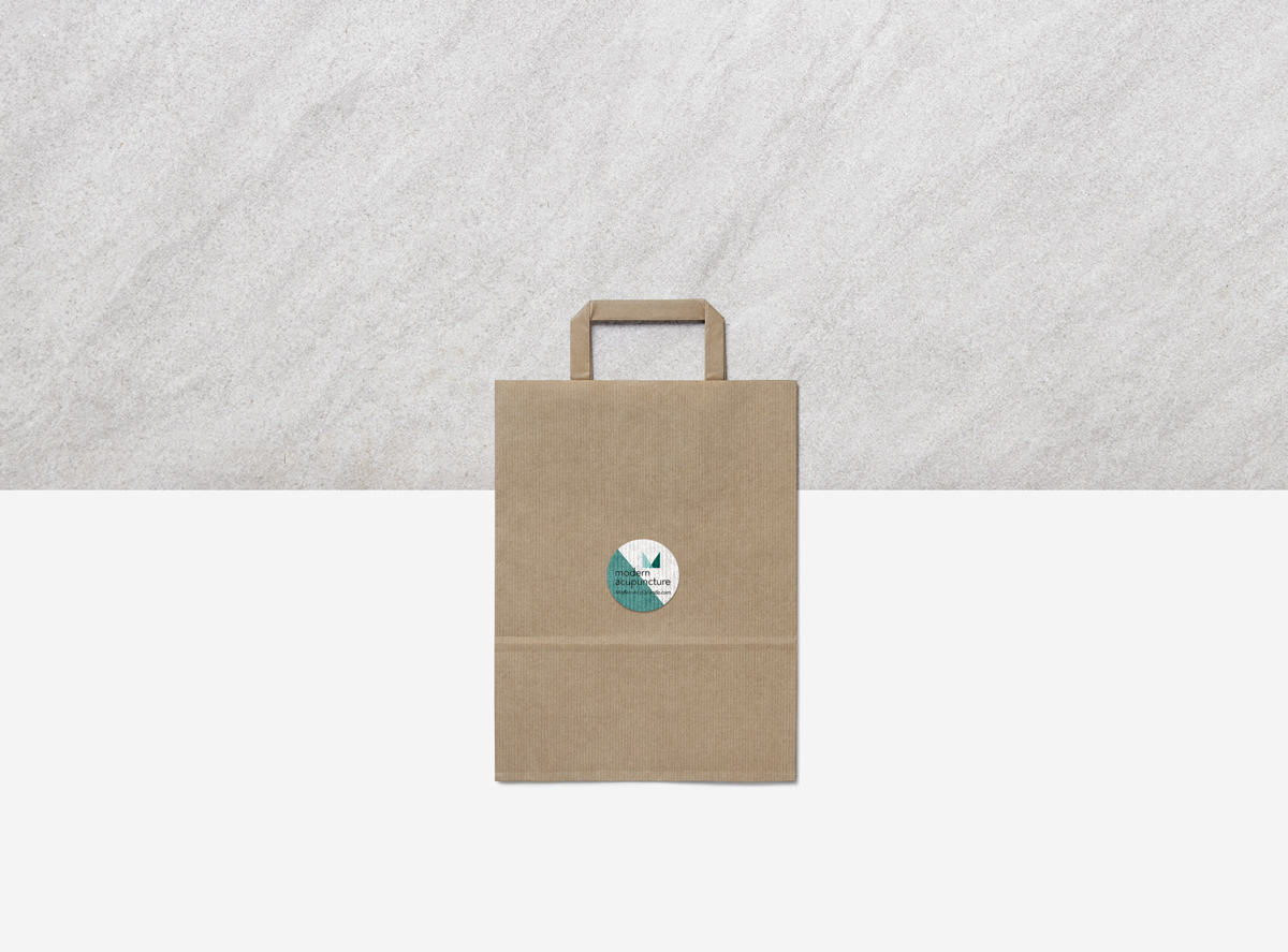modern acupuncture branding by Shelley Easter - bag for herbs