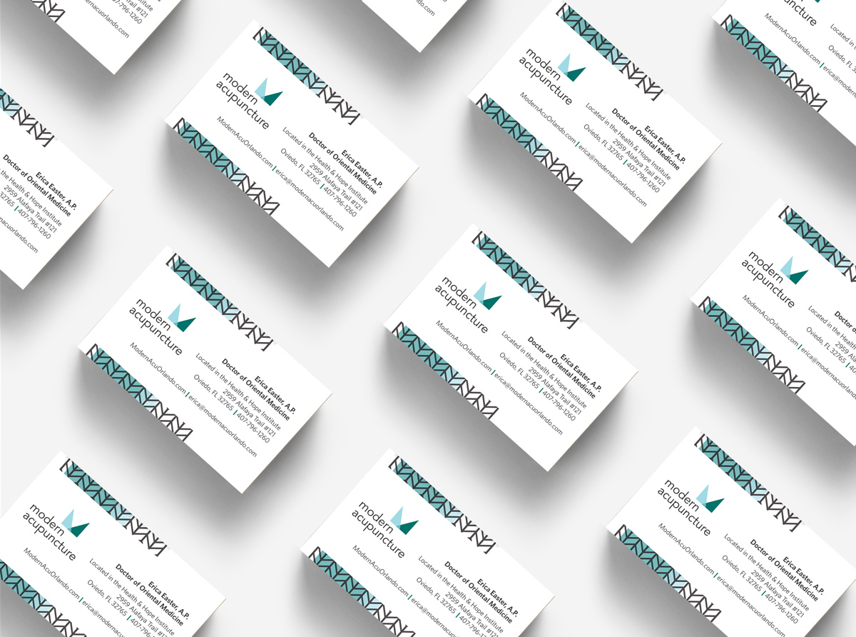 modern acupuncture branding and web desing by Shelley Easter, business cards