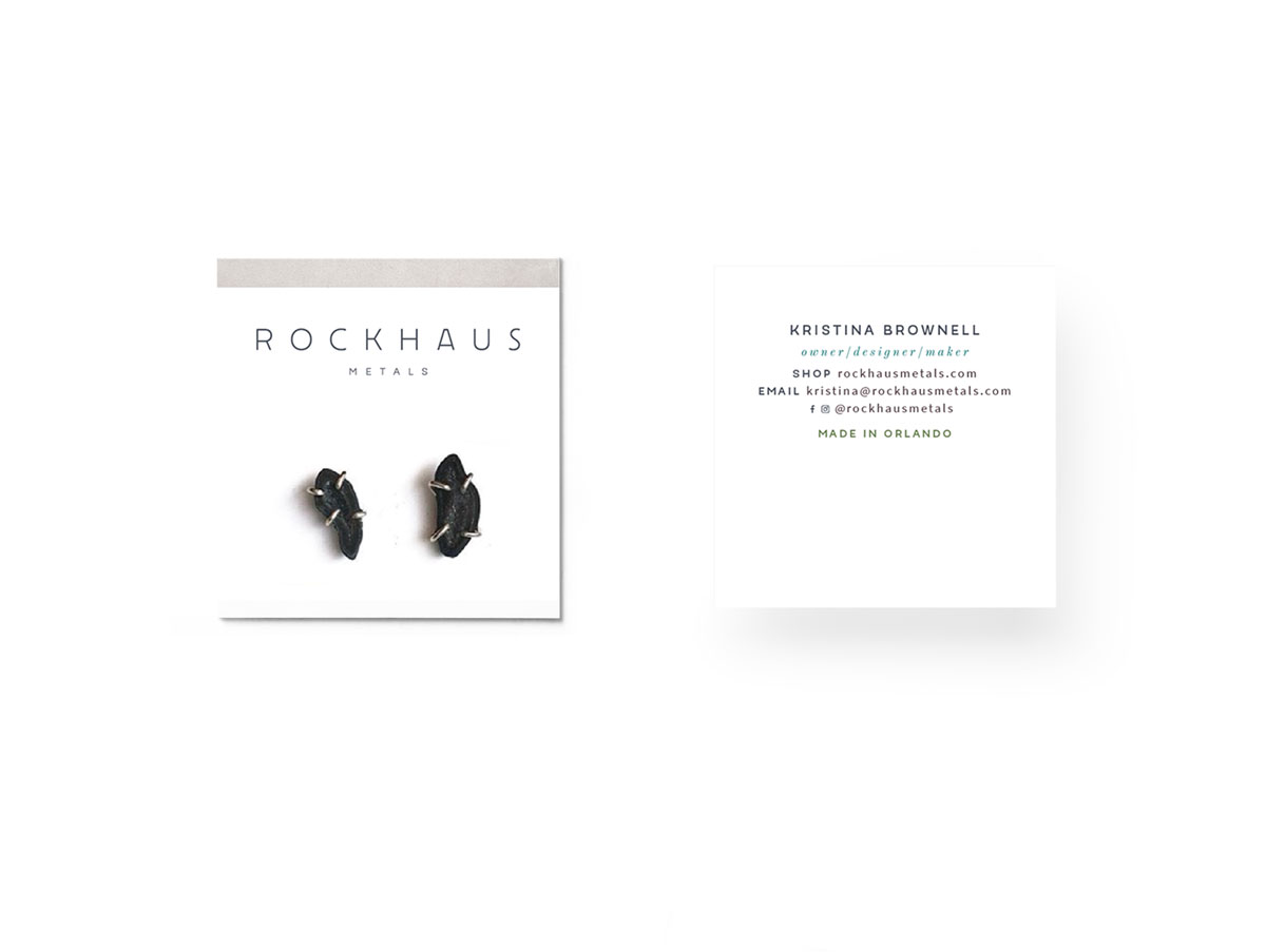 Rockhaus Metals earring and business card by Launchparty.live