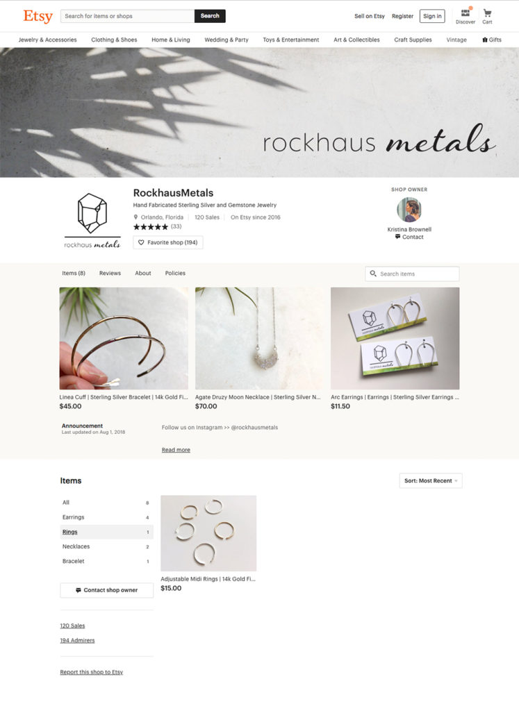 Etsy collection page Rockhaus Metals (rings)