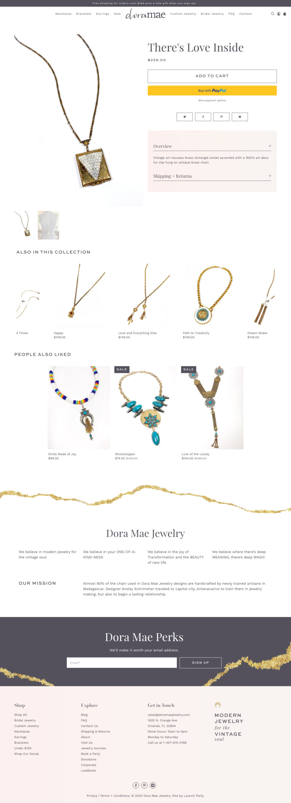 dora mae jewelry new shopify website product page example screenshot