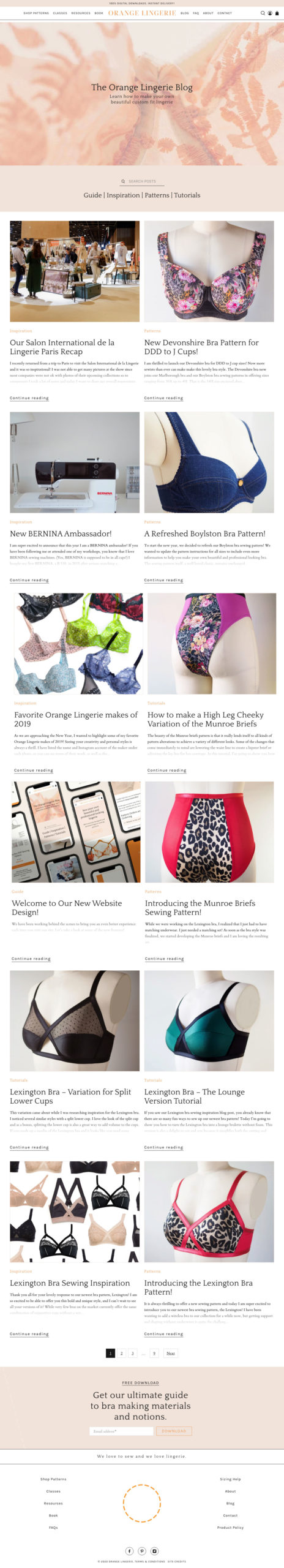 orange lingerie new blog design in shopify