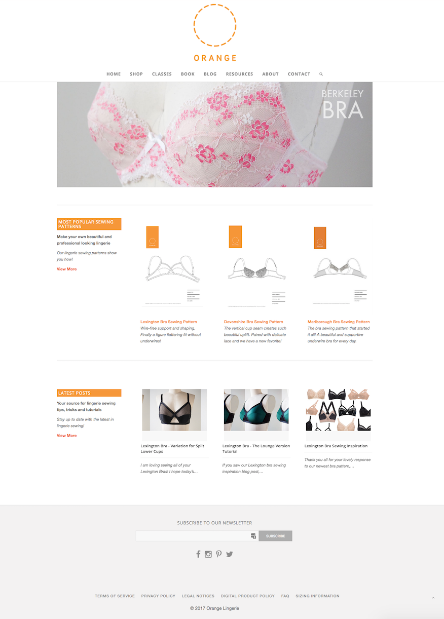 before: orange lingerie old homepage design