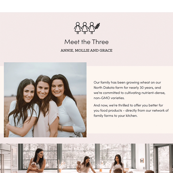 meet the three farm daughters website screenshot