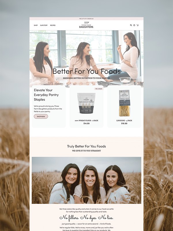 Three Farm Daughters Shopify website