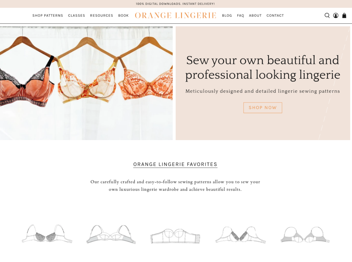 orange lingerie homepage design